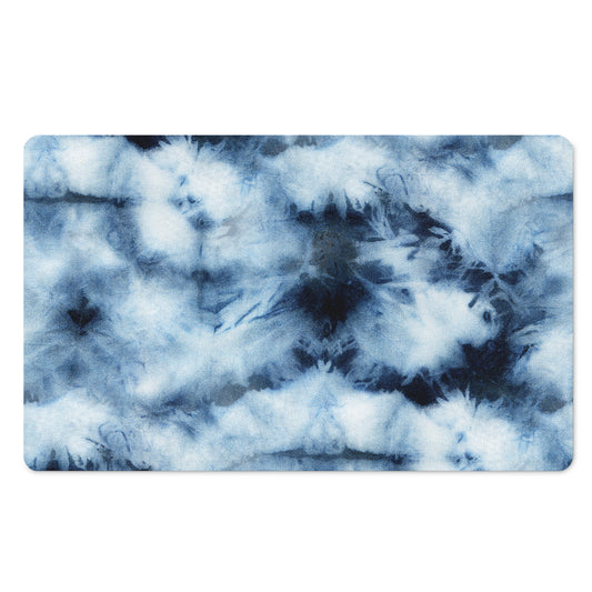 Blue And Black Acid Wash Tie Dye Print Polyester Doormat