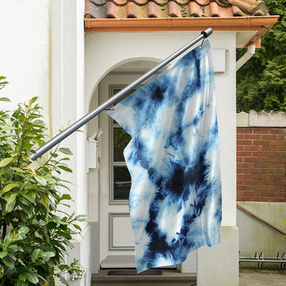 Blue And Black Acid Wash Tie Dye Print Polyester Flag