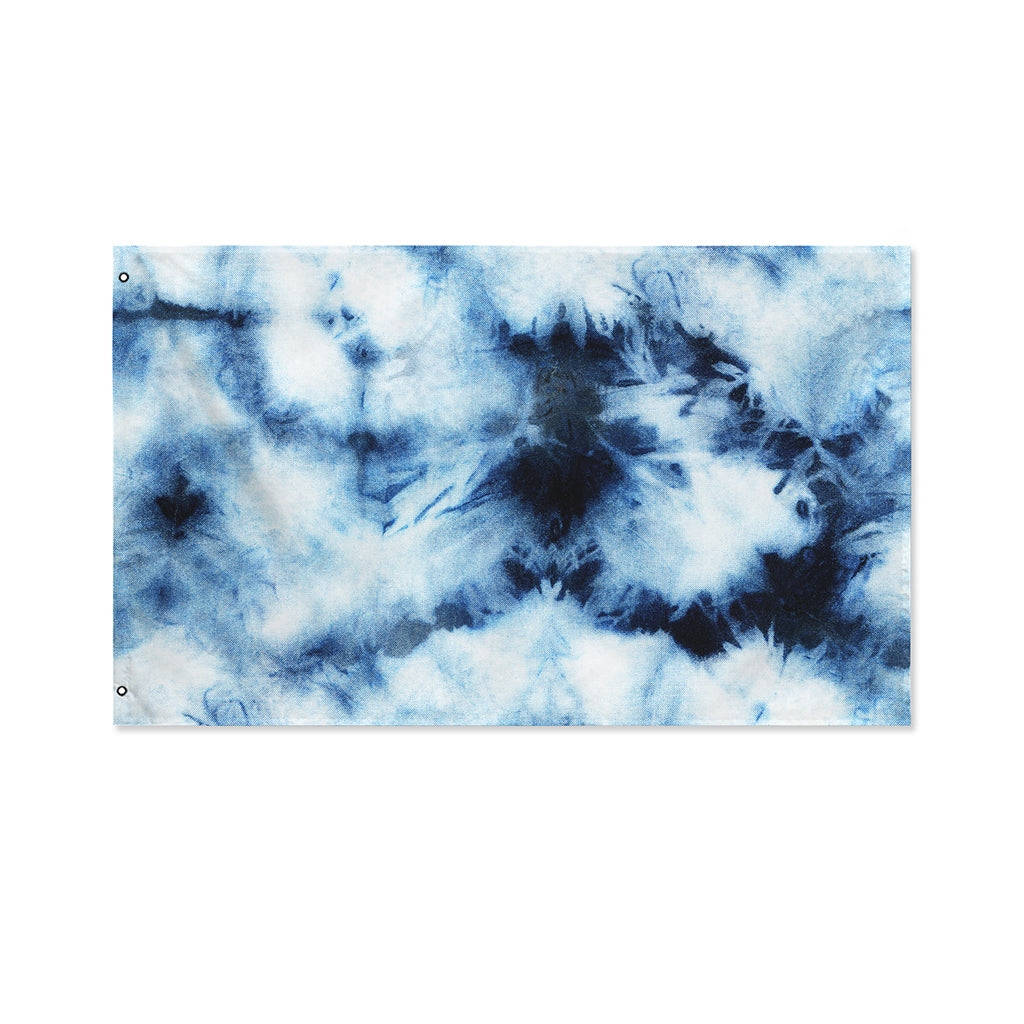 Blue And Black Acid Wash Tie Dye Print Polyester Flag