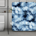 Blue And Black Acid Wash Tie Dye Print Polyester Shower Curtain