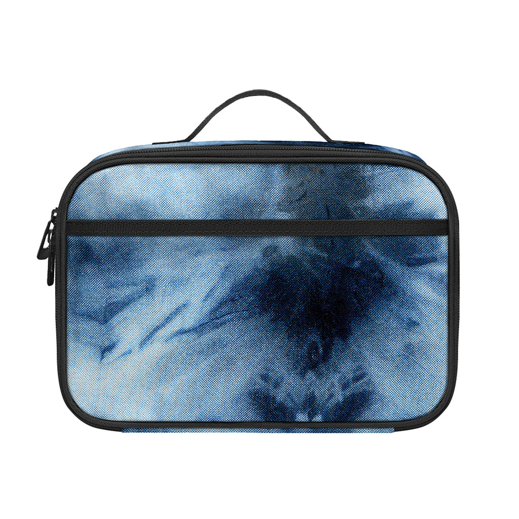 Blue And Black Acid Wash Tie Dye Print Portable Lunch Bag