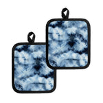 Blue And Black Acid Wash Tie Dye Print Pot Holders
