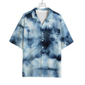 Blue And Black Acid Wash Tie Dye Print Rayon Hawaiian Shirt