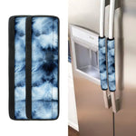 Blue And Black Acid Wash Tie Dye Print Refrigerator Handle Covers