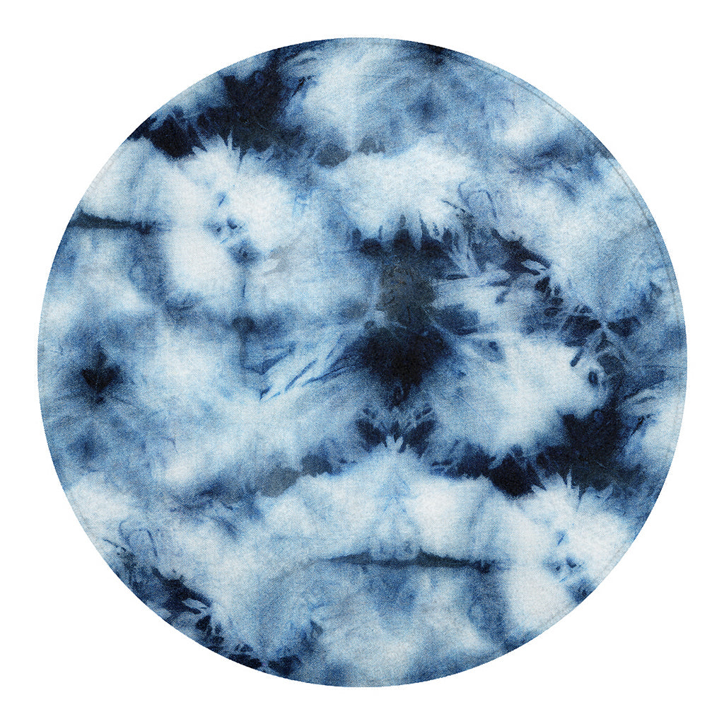 Blue And Black Acid Wash Tie Dye Print Round Blanket