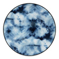Blue And Black Acid Wash Tie Dye Print Round Floor Mat