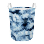 Blue And Black Acid Wash Tie Dye Print Round Laundry Basket