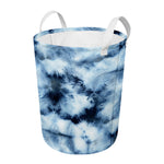 Blue And Black Acid Wash Tie Dye Print Round Laundry Basket