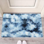 Blue And Black Acid Wash Tie Dye Print Rubber Doormat