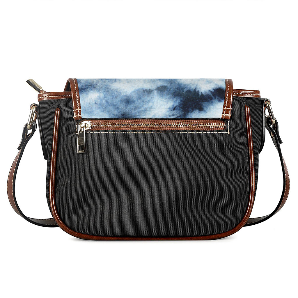 Blue And Black Acid Wash Tie Dye Print Saddle Bag