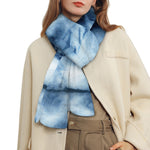 Blue And Black Acid Wash Tie Dye Print Scarf