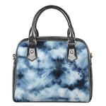Blue And Black Acid Wash Tie Dye Print Shoulder Handbag