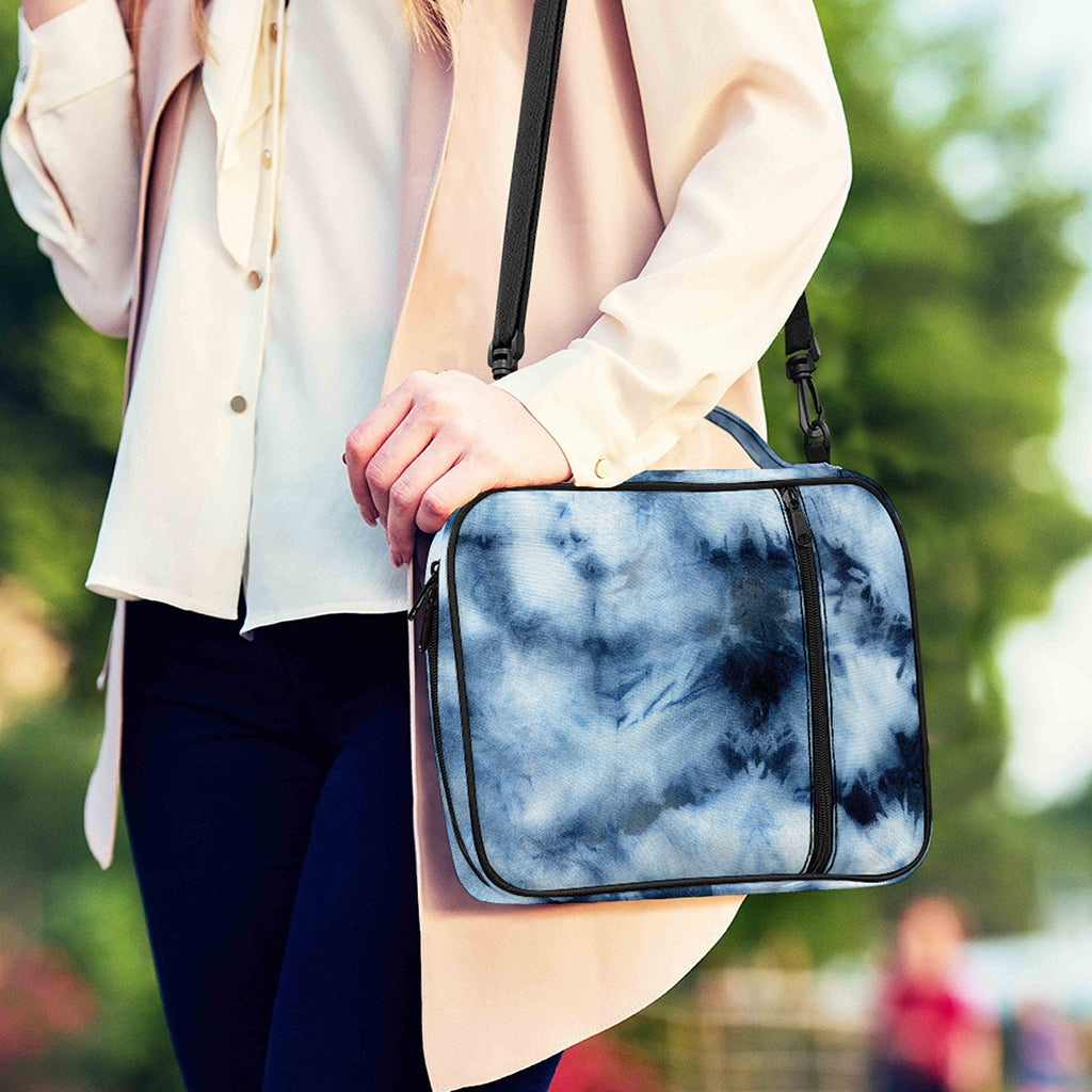Blue And Black Acid Wash Tie Dye Print Shoulder Strap Bible Bag