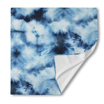Blue And Black Acid Wash Tie Dye Print Silk Bandana