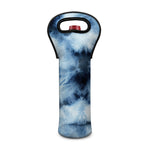 Blue And Black Acid Wash Tie Dye Print Single Neoprene Wine Tote