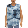 Blue And Black Acid Wash Tie Dye Print Sleeveless Baseball Jersey