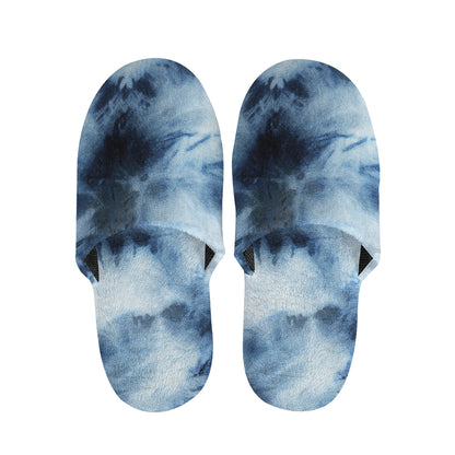Blue And Black Acid Wash Tie Dye Print Slippers