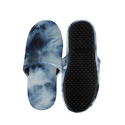 Blue And Black Acid Wash Tie Dye Print Slippers