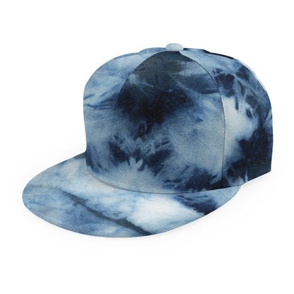 Blue And Black Acid Wash Tie Dye Print Snapback Cap