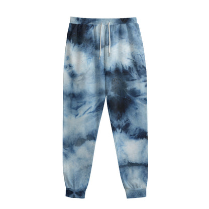 Blue And Black Acid Wash Tie Dye Print Sweatpants