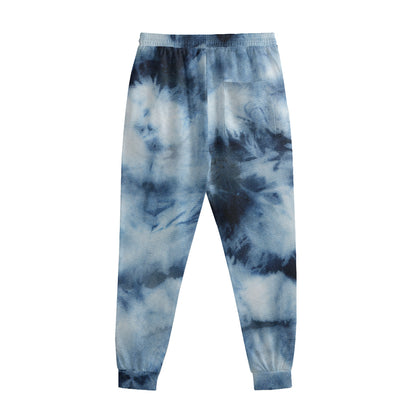 Blue And Black Acid Wash Tie Dye Print Sweatpants