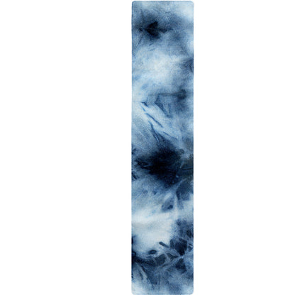 Blue And Black Acid Wash Tie Dye Print Table Runner