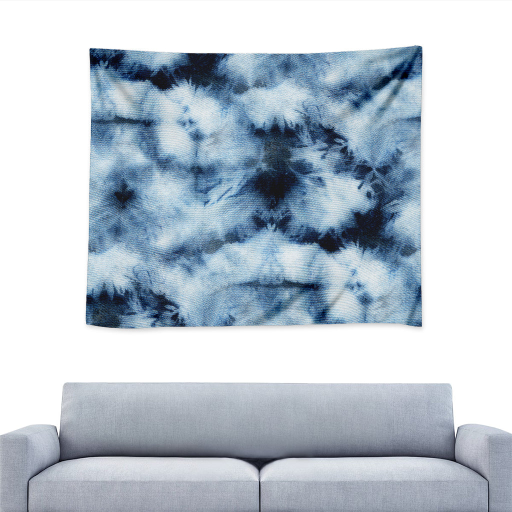 Blue And Black Acid Wash Tie Dye Print Tapestry