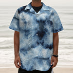 Blue And Black Acid Wash Tie Dye Print Textured Short Sleeve Shirt