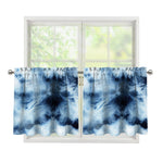 Blue And Black Acid Wash Tie Dye Print Tier Curtains