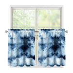 Blue And Black Acid Wash Tie Dye Print Tier Curtains
