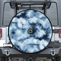 Blue And Black Acid Wash Tie Dye Print Tire Cover With Camera Hole