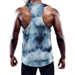 Blue And Black Acid Wash Tie Dye Print Training Tank Top