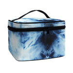 Blue And Black Acid Wash Tie Dye Print Travel Makeup Bag