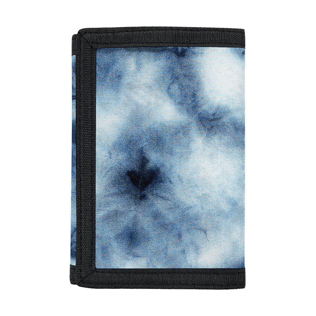 Blue And Black Acid Wash Tie Dye Print Trifold Wallet