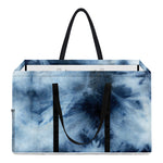 Blue And Black Acid Wash Tie Dye Print Utility Tote Bag