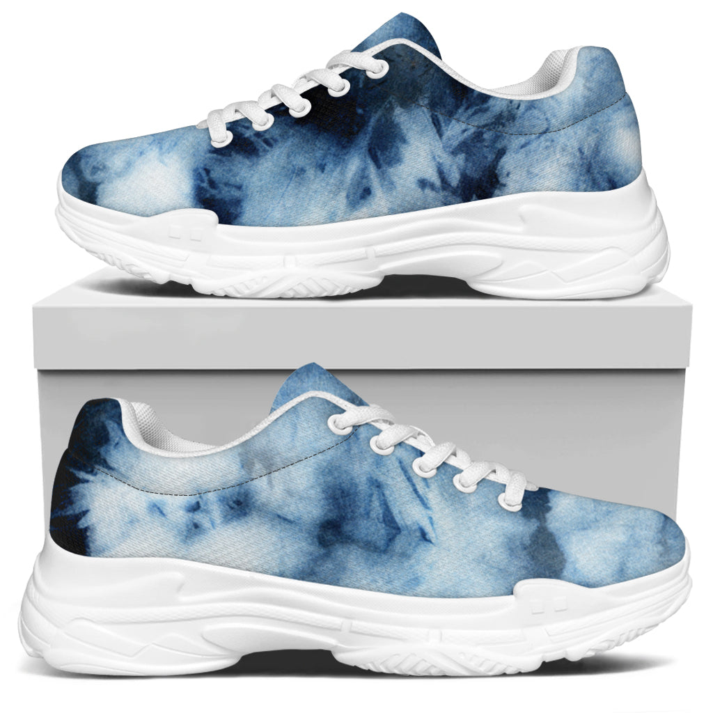 Blue And Black Acid Wash Tie Dye Print White Chunky Shoes