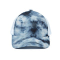 Blue And Black Acid Wash Tie Dye Print White Mesh Trucker Hat