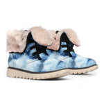 Blue And Black Acid Wash Tie Dye Print Winter Boots