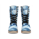 Blue And Black Acid Wash Tie Dye Print Winter Boots