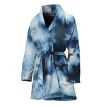 Blue And Black Acid Wash Tie Dye Print Women's Bathrobe
