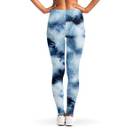 Blue And Black Acid Wash Tie Dye Print Women's Leggings