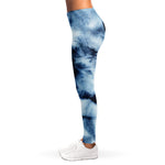 Blue And Black Acid Wash Tie Dye Print Women's Leggings