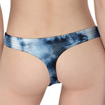 Blue And Black Acid Wash Tie Dye Print Women's Thong