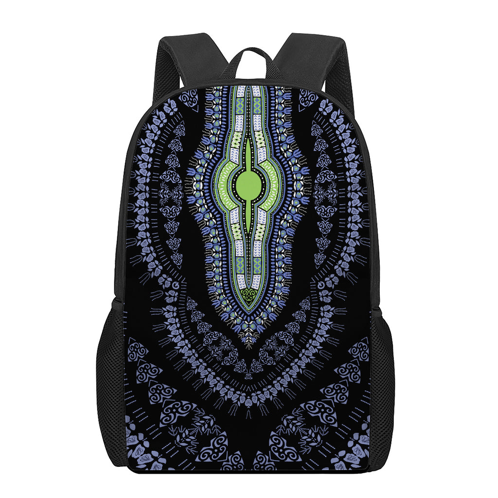 Blue And Black African Dashiki Print 17 Inch Backpack