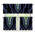 Blue And Black African Dashiki Print 3 Piece Kitchen Curtains