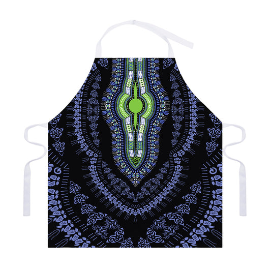 Blue And Black African Dashiki Print Adjustable Apron
