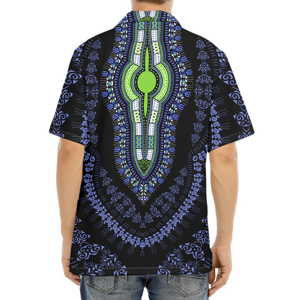 Blue And Black African Dashiki Print Aloha Shirt