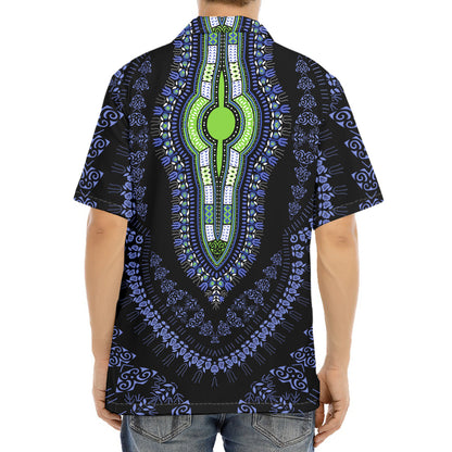 Blue And Black African Dashiki Print Aloha Shirt