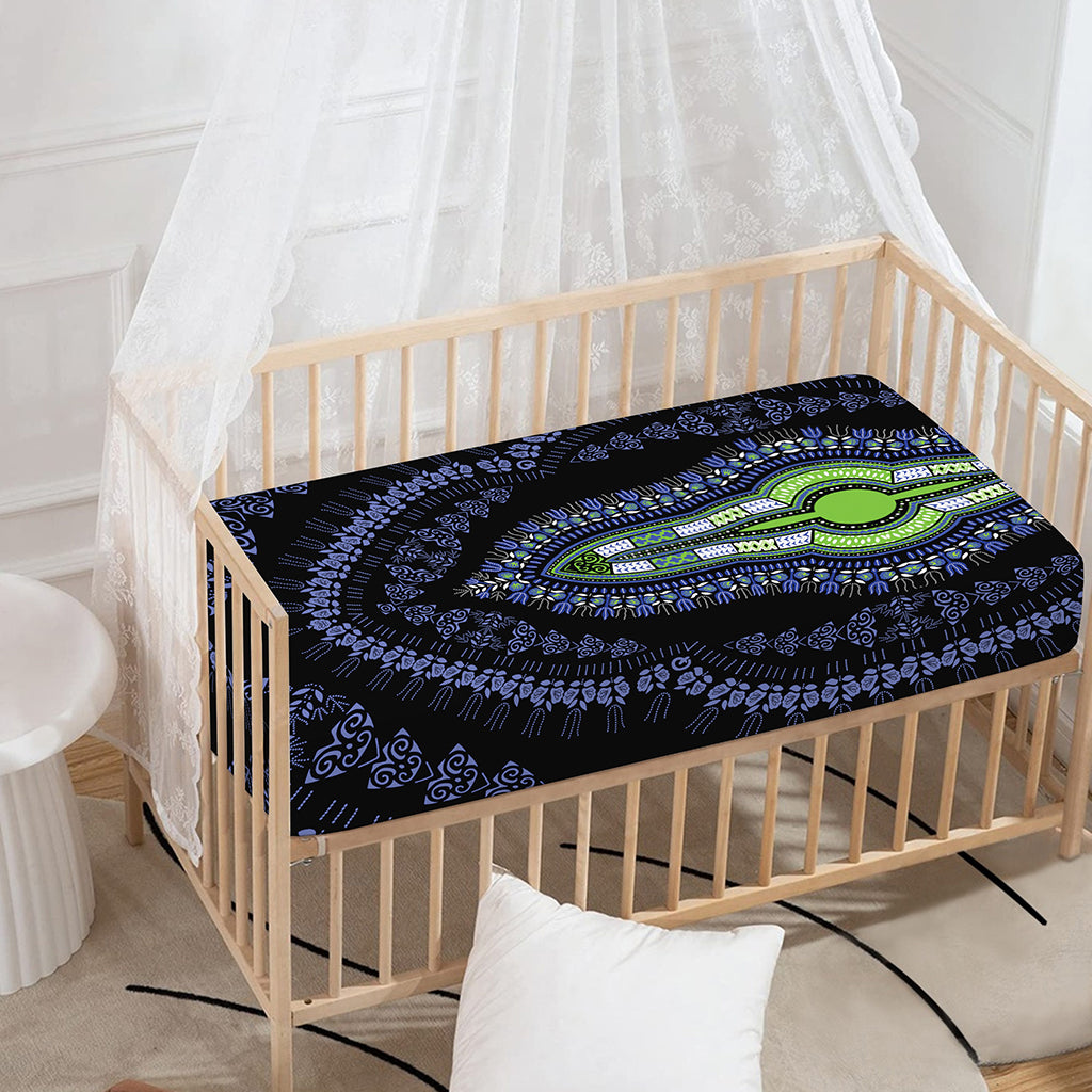 Blue And Black African Dashiki Print Baby Crib Sheet