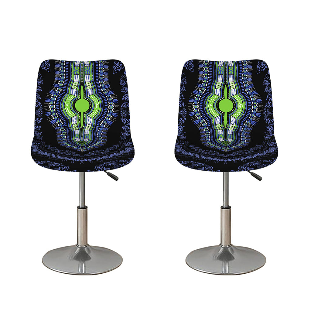 Blue And Black African Dashiki Print Bar Stool Covers